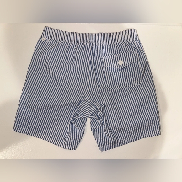 J Crew Swim Trunks Mens Medium Blue White Seersucker Lined 6" Shorts Surf Flex - Picture 10 of 12